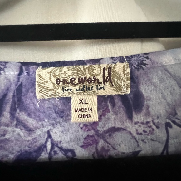 ONE WORLD Purple Floral Tunic Top - Picture 4 of 7